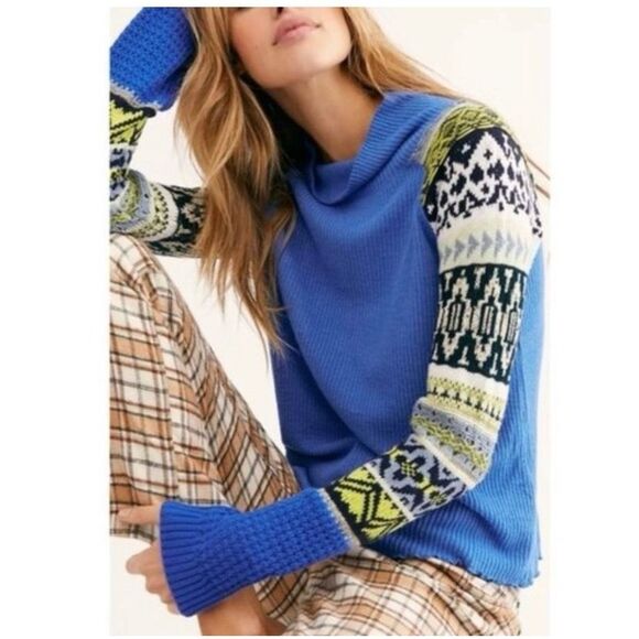 🚨Final Sale Free People Size Prism Swit Cowl Neck‎ T-Shirt Sweater Size Small - Picture 1 of 11